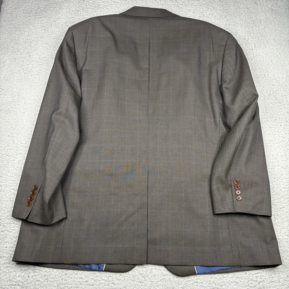 Brooks Brothers Madison Blazer Mens 52R Gray Windowpane Wool 2 Button Sport Coat
